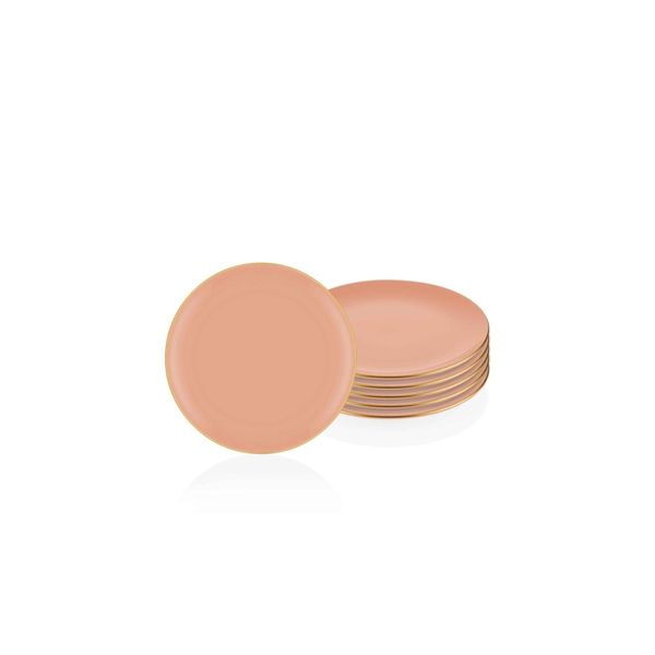 The Mia Basic 6'lı Set Somon Pembe 19 cm Pasta Tabağı