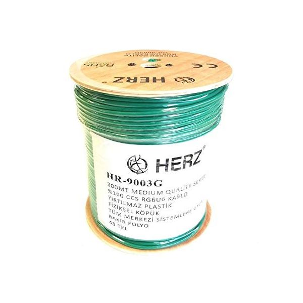 Herz RG6U6 300 m Yeşil Uydu Anten Kablosu