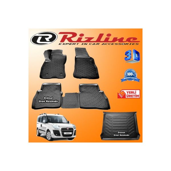 Rizline Fiat Doblo 2 3D 2009-15 Bej Siyah Havuzlu Paspas