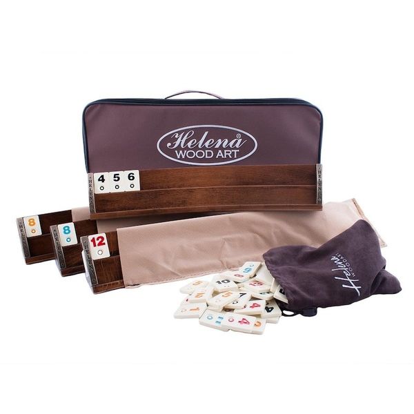 Helena Wood Art Sade Oval El Yapımı Masif Ahşap Okey Takımı