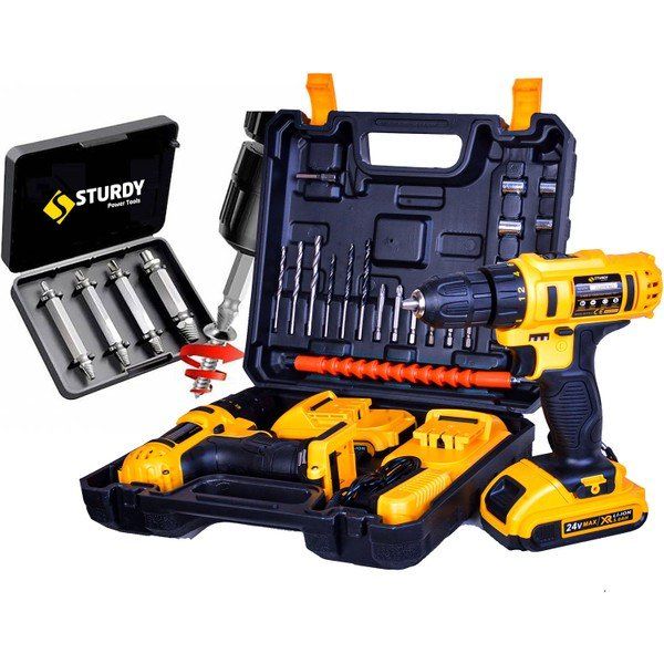 Sturdy 58 V 6Ah Lion Çift Akülü NEW Seri Darbeli Turbo Şarjlı Vidalama 27 Parça Uç Setli Matkap