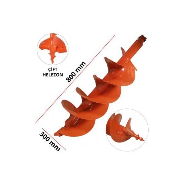 Garden Pro 300 mm Çift Helezonlu Toprak Burgu Ucu