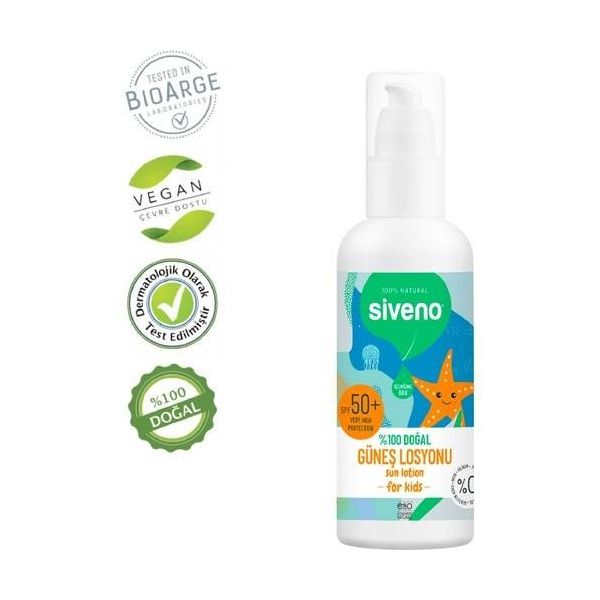 Siveno Çocuklar İçin SPF50 100 ml Doğal Güneş Losyonu