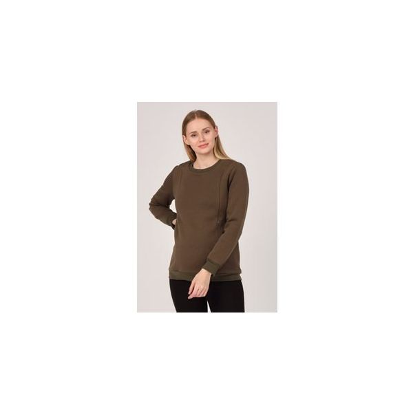 Busa Haki Termal Emzirme Detaylı Hamile Sweatshirt