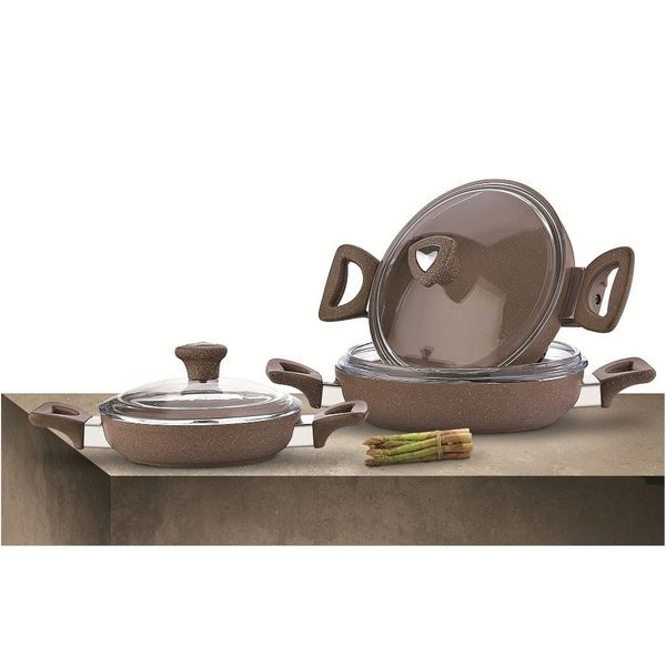 Saflon Granit Line 6 Parça 18-20-22 cm Sahan Set