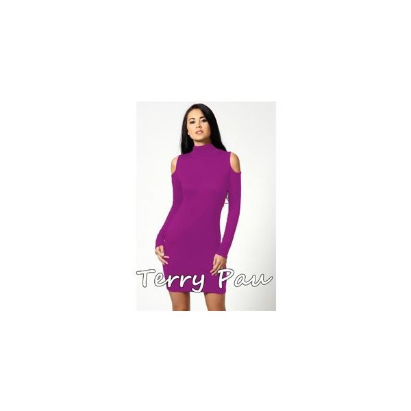 Terry Pau TP101177 Omuzu Açık Uzun Kollu Elbise