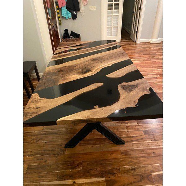 Abronya 90x190 cm Epoksi Siyah Yemek Masası