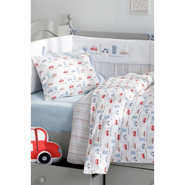 English Home Mini Cars Pamuklu 100x150 cm Mavi Bebek Nevresim Takımı