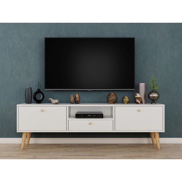 Ankara Mobilya Penta Ahşap Ayaklı 160 cm Beyaz Tv Sehpası