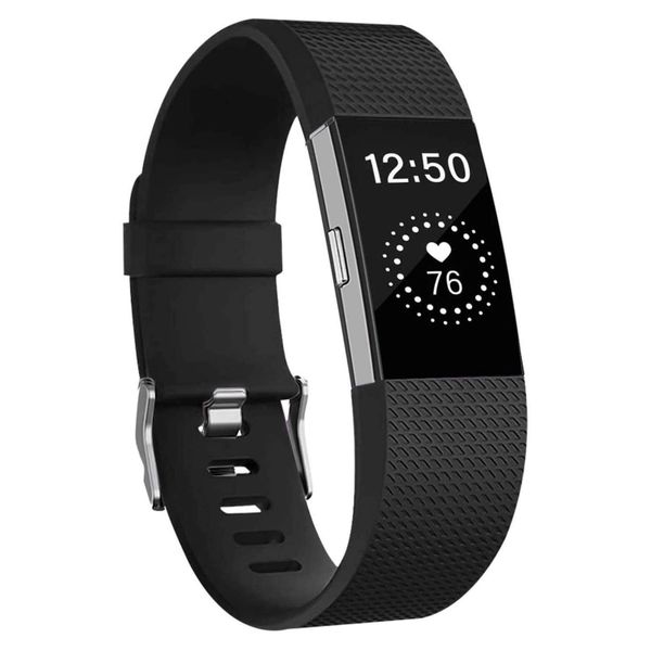 Microsonic Fitbit Charge 2 için Silicone Sport Band Siyah Kordon