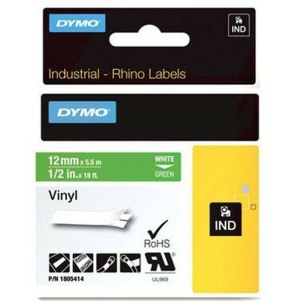 Dymo RhinoPro 1805414 Yeşil-Beyaz 12 mm 5.5 mt Renkli Vinil Şerit