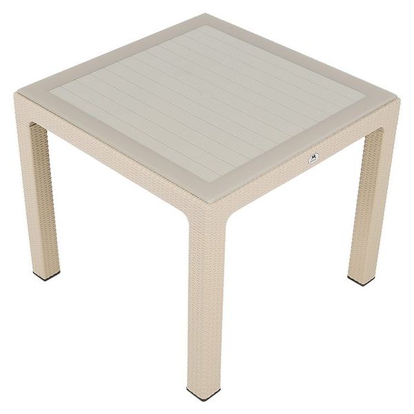 Mandella 90x90 cm Elit Rattan camlı Çöl Beji Masa