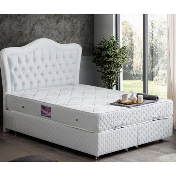 Setay Mobilya 150x200 cm Beyaz Camelli New Baza Başlık ve Yatak Seti