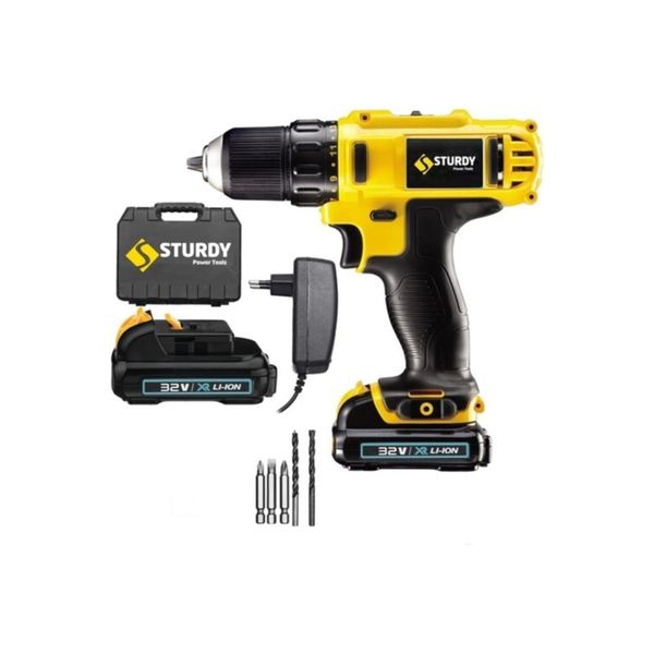 Sturdy Power Tools 32 Volt 5.0 Amper Çift Akülü 5 Parça Uç Setli Şarjlı Vidalama Matkap