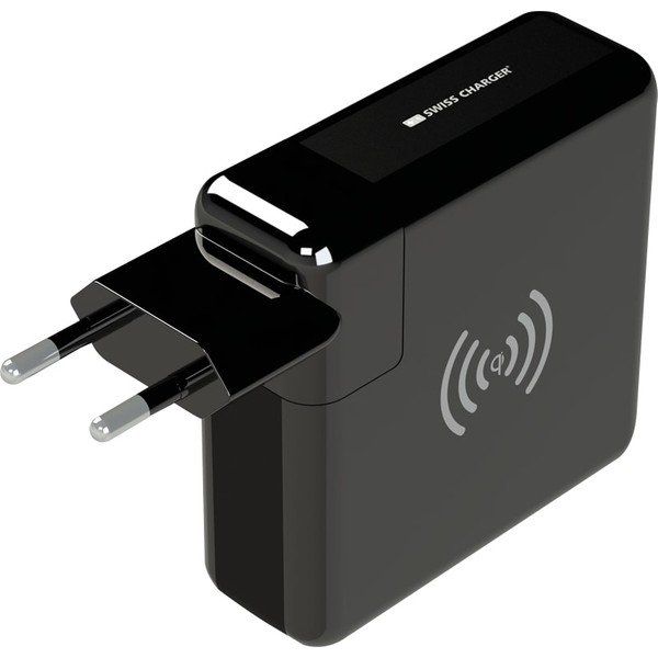 Swiss Charger SCC-30093 Powerbank Özellikli 2x USB Çıkışlı 2.4A Kablosuz Duvar Şarj Aleti