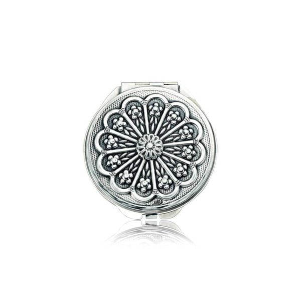 Gumush KR2550058 Papatya Motifli Kapaklı Gümüş El Aynası