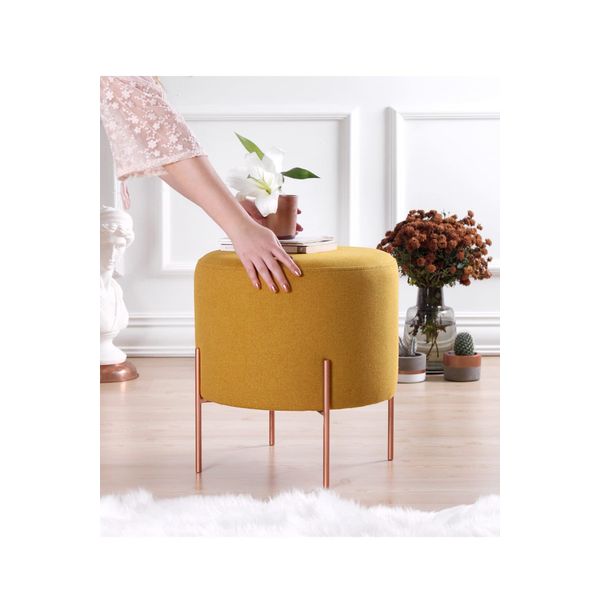 Lorence Home TY4449 Hardal Yuvarlak Copper Puf