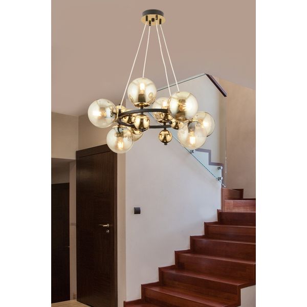 Apliqa 3825-07-BL-GD Lorento 8 li Yuvarlak Modern Salon Avize