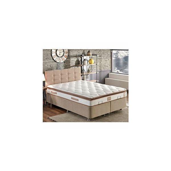 Niron Queen Çift Kişilik Pedli 160x200 Ortopedik Yatak Kumaş Baza Ve Başlık Seti