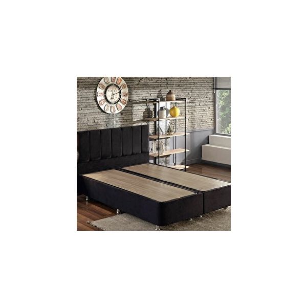 Niron Ela 150x200 cm Silinebilir Soho Kumaş Çift Kişilik Siyah Kumaş Baza Ve Başlığı