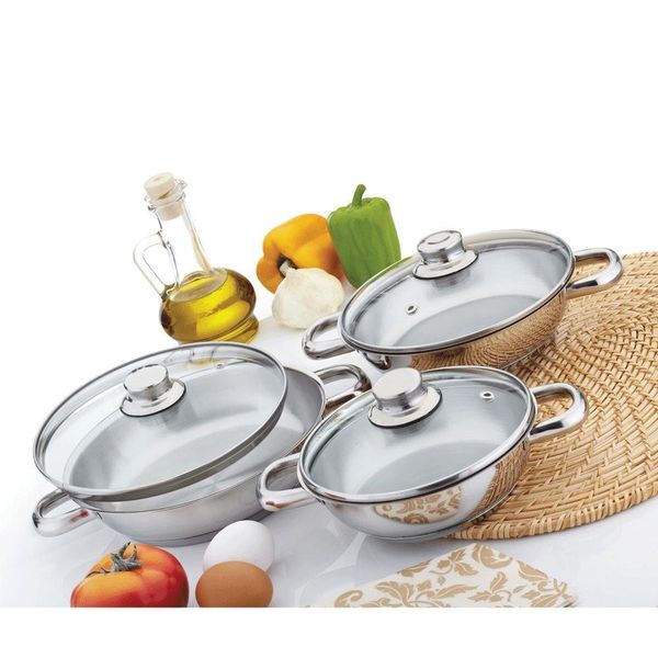 Gülsan 6 Parça Paslanmaz Çelik Cam Kapaklı Omlet Set