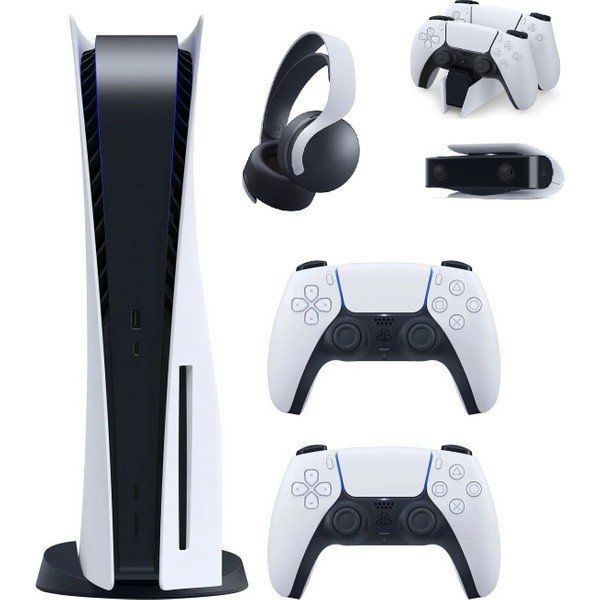 Sony Playstation 5 + 2. Kol + Ps5 Pulse 3D Kulaklık+ Ps5 Şarj İstasyonu+ Ps5 Kamera 5'li Set