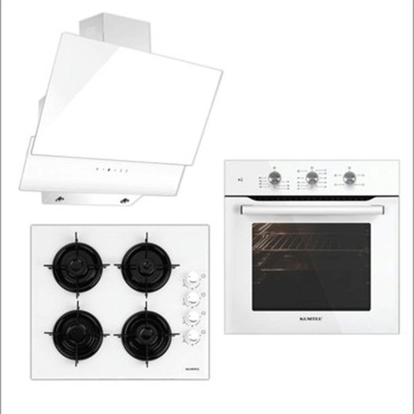 Kumtel B66 SF2 - 40TAHDF - DA6 835 Beyaz 3'lü Cam Ankastre Set