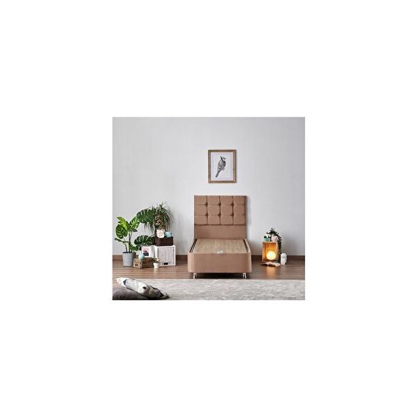 Niron Yatak Latte 90x190 cm Tek Kişilik Baza Başlık Seti