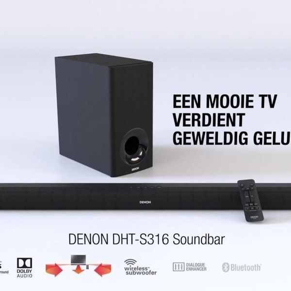 Denon DHT-S316 Siyah 2.1 Bluetooth Soundbar ve Wireless Subwoofer