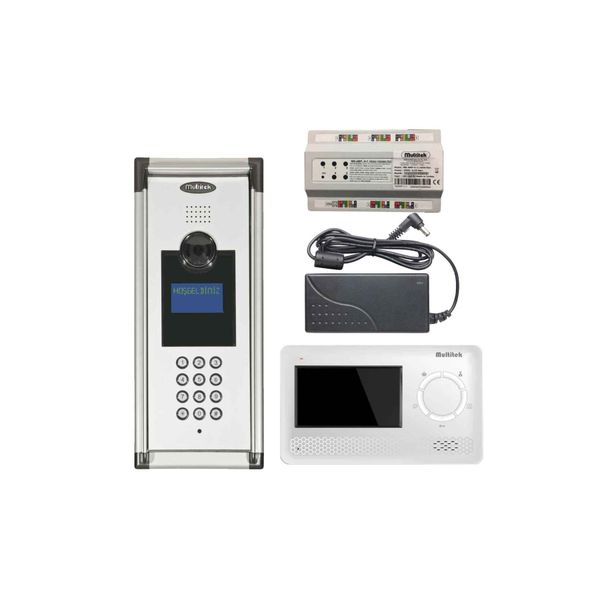 Multitek 19 Daire MB-10 Şifreli Panelli MB-41 4.3 inç Beyaz Görüntülü Diafon Paketi