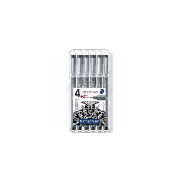 Staedtler 4+2 Set Pigment Liner Siyah Çizim Kalemi