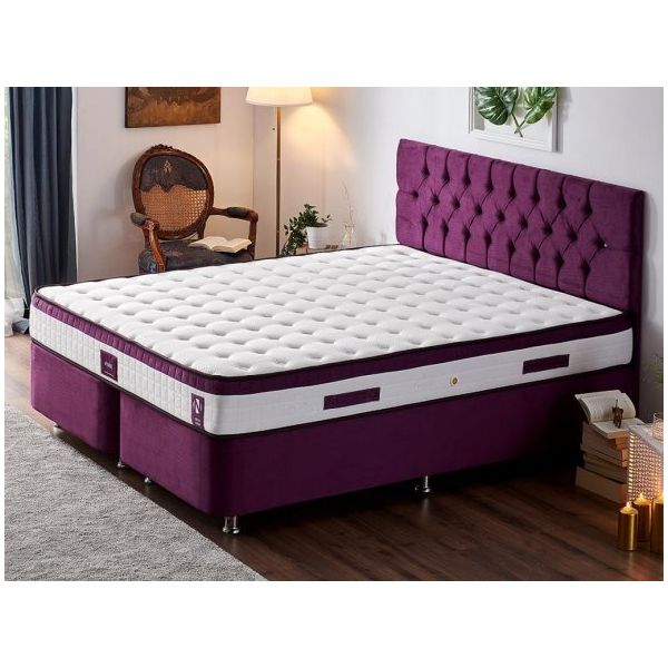 Niron Yatak Violet 140x190 cm Çift Kişilik Sandıklı Mor Kumaş Baza ve Başlığı