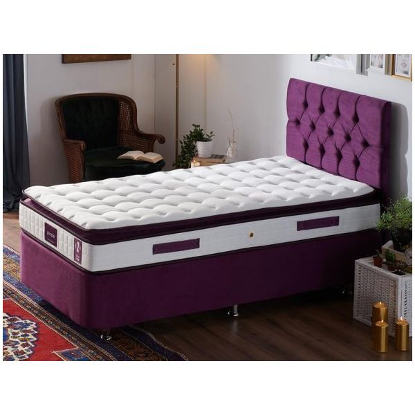 Niron Purple 80x200 cm Çift Kişilik Yatak Baza Başlık Takımı
