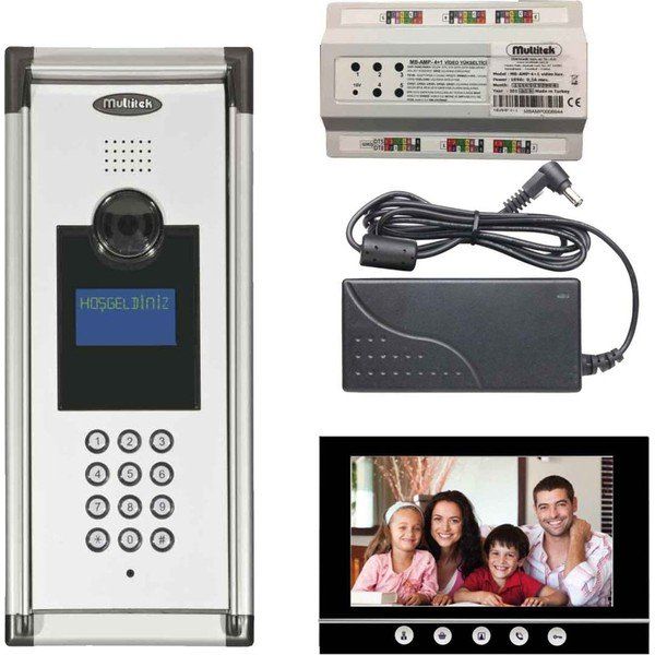 Multitek 29 Daire MB-10 Şifreli Panelli MB-73 7 inç Siyah Görüntülü Diafon Paketi