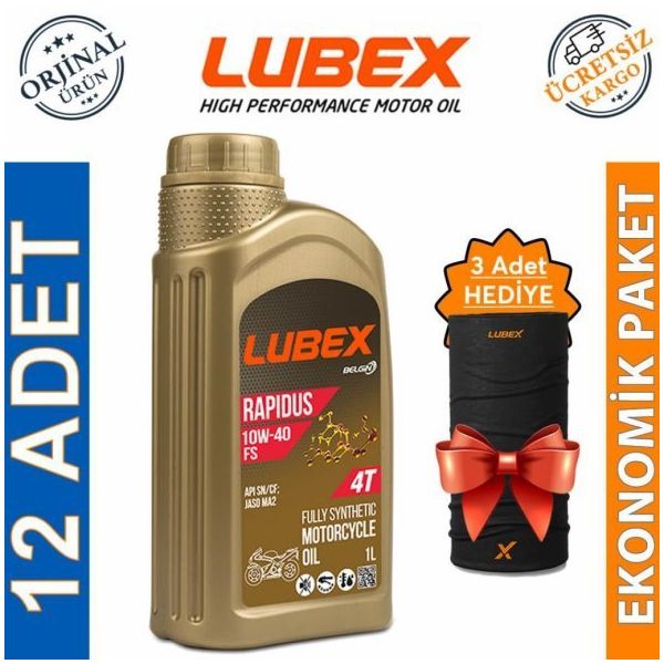 Lubex Rapidus FS 10W-40 1 Lt 12'li 4 Zamanlı Motosiklet Yağı