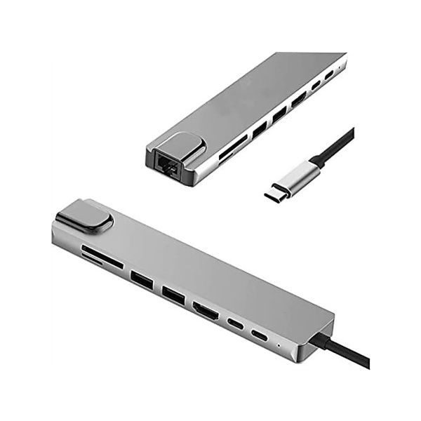 Daytona Fix Fc10 8 in 1 Type C to 2 Port Usb3.0 2 SD TF Hdmi Rj45 2PD Kablolu Adaptör
