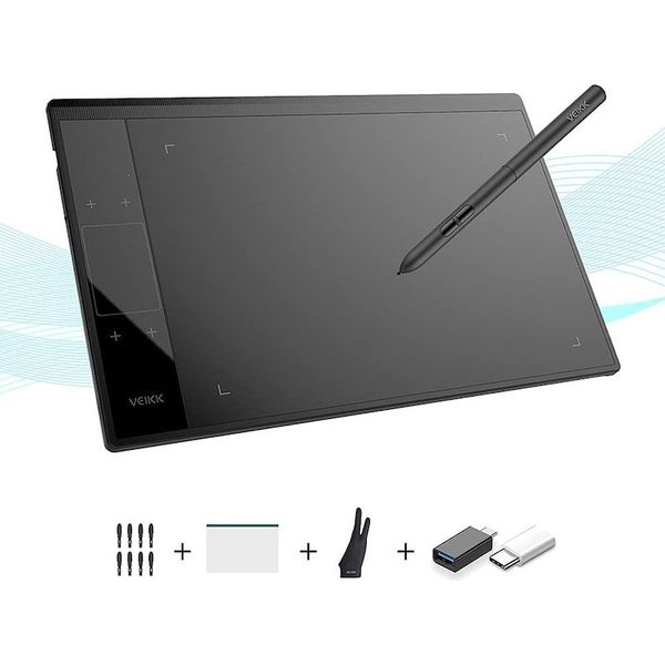 Veikk A30 V3 10x6 inç 5080 LPI Grafik Çizim Tableti
