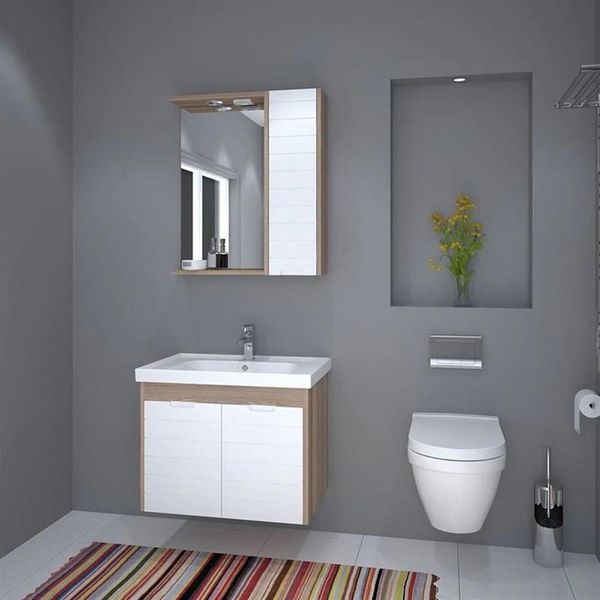 Denko Mostar 70 cm Beyaz Üst Modül Banyo Dolabı