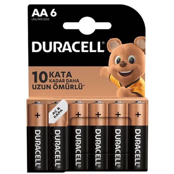 Duracell MN1500 AA 6'lı Alkalin Kalem Pil