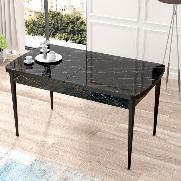 Canisa Concept Nef Serisi 70x114 CM Açılabilir Mdf Siyah Mutfak Masası
