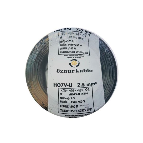 Öznur 2.5 mm Nya Siyah 100 m %100 Bakır Kablo