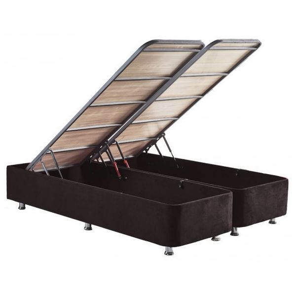 Niron 140x190 cm Ela Sandıklı Siyah Baza Sağlamlaştırılmış Silinebilir Kumaş Çift Kişilik Baza