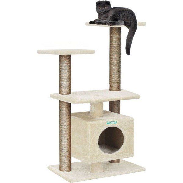 Turkuaz TR1427 Bej Tırmalama Kedi Evi