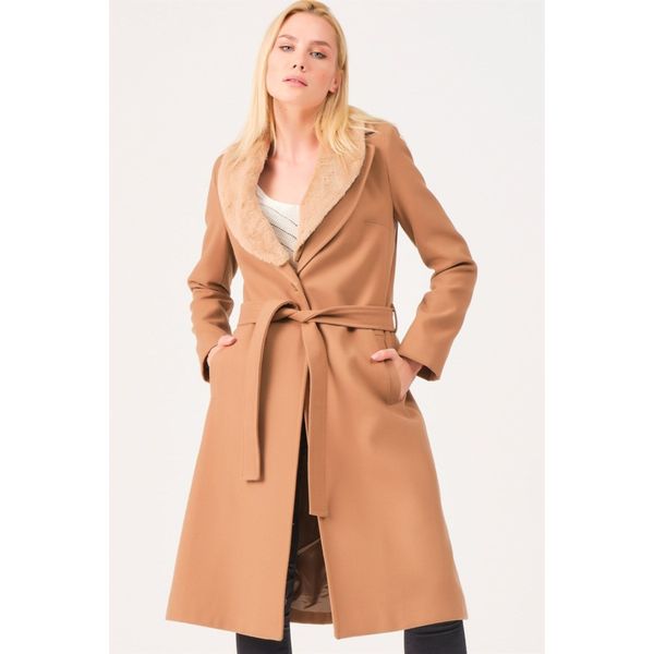 Dewberry Z6671 Camel Kadın Palto