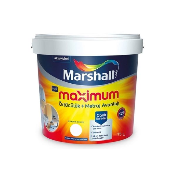 Marshall Kum Beji 15 lt Silikonlu Özel Mat Silinebilir İç Cephe Boyası
