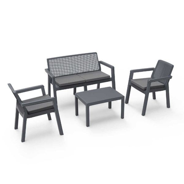 Viyolet Prestij 2+1+1 Antrasit 4lü Bahçe Balkon Masa Takımı