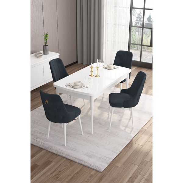 Canisa Concept Are Serisi 80x132 cm Açılabilir Beyaz Mdf Mutfak Masası