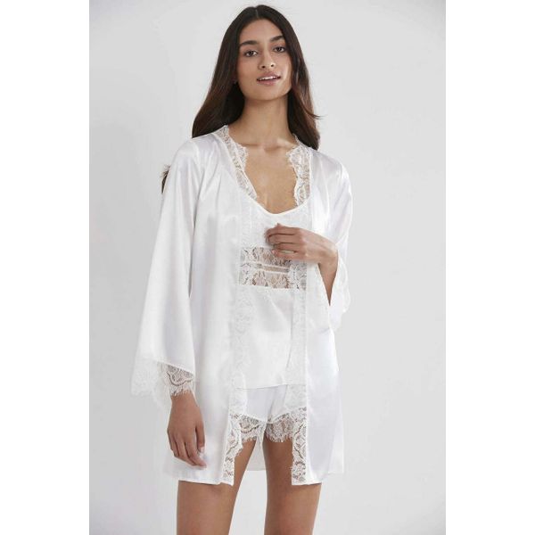 Pierre Cardin 2490 Ekru Saten 3'lü Kimono Şort Takımı