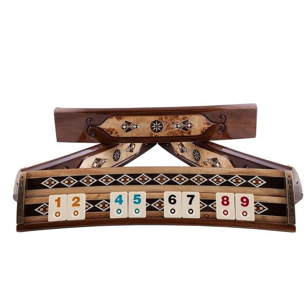 Helena Wood Art Mazel Mozaikli Oval Masif Okey Takımı