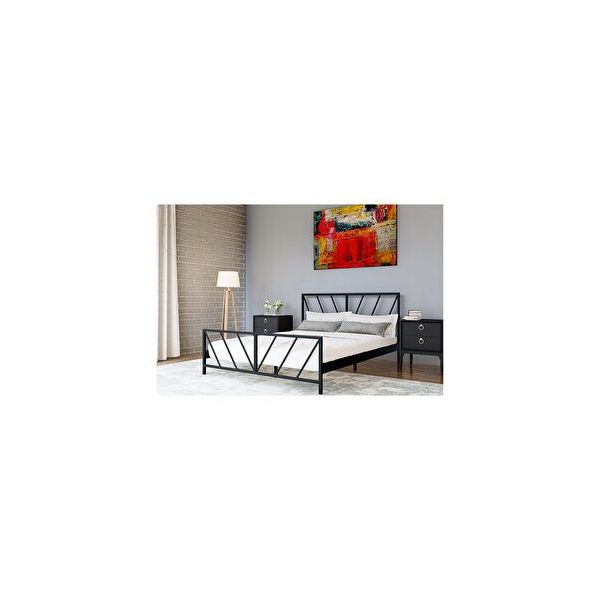Metalia 140x190 cm Gözde Siyah Çift Kişilik Karyola